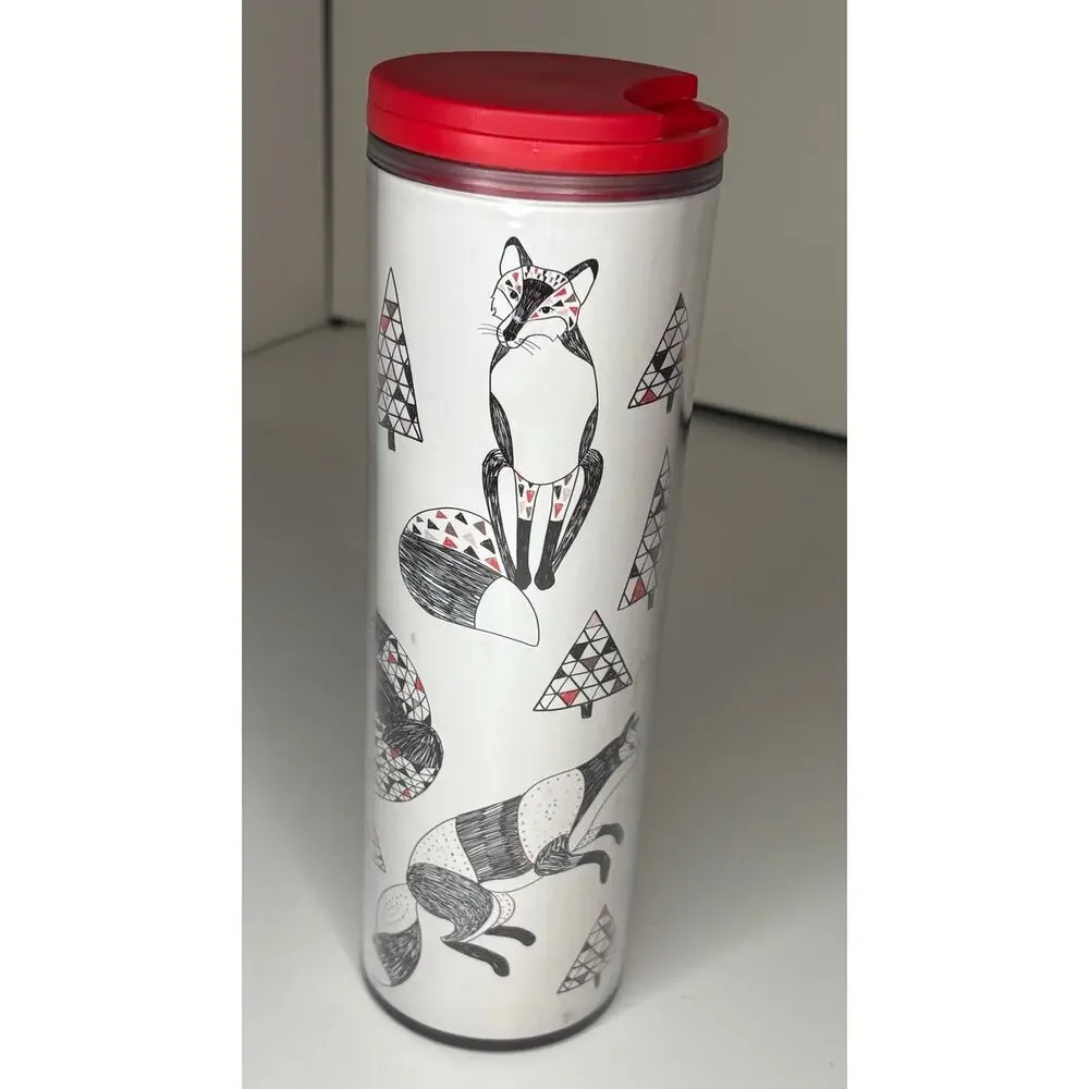 Starbucks Winter Holiday Snow Fox 16 oz Travel Tumbler 2017 Christmas
